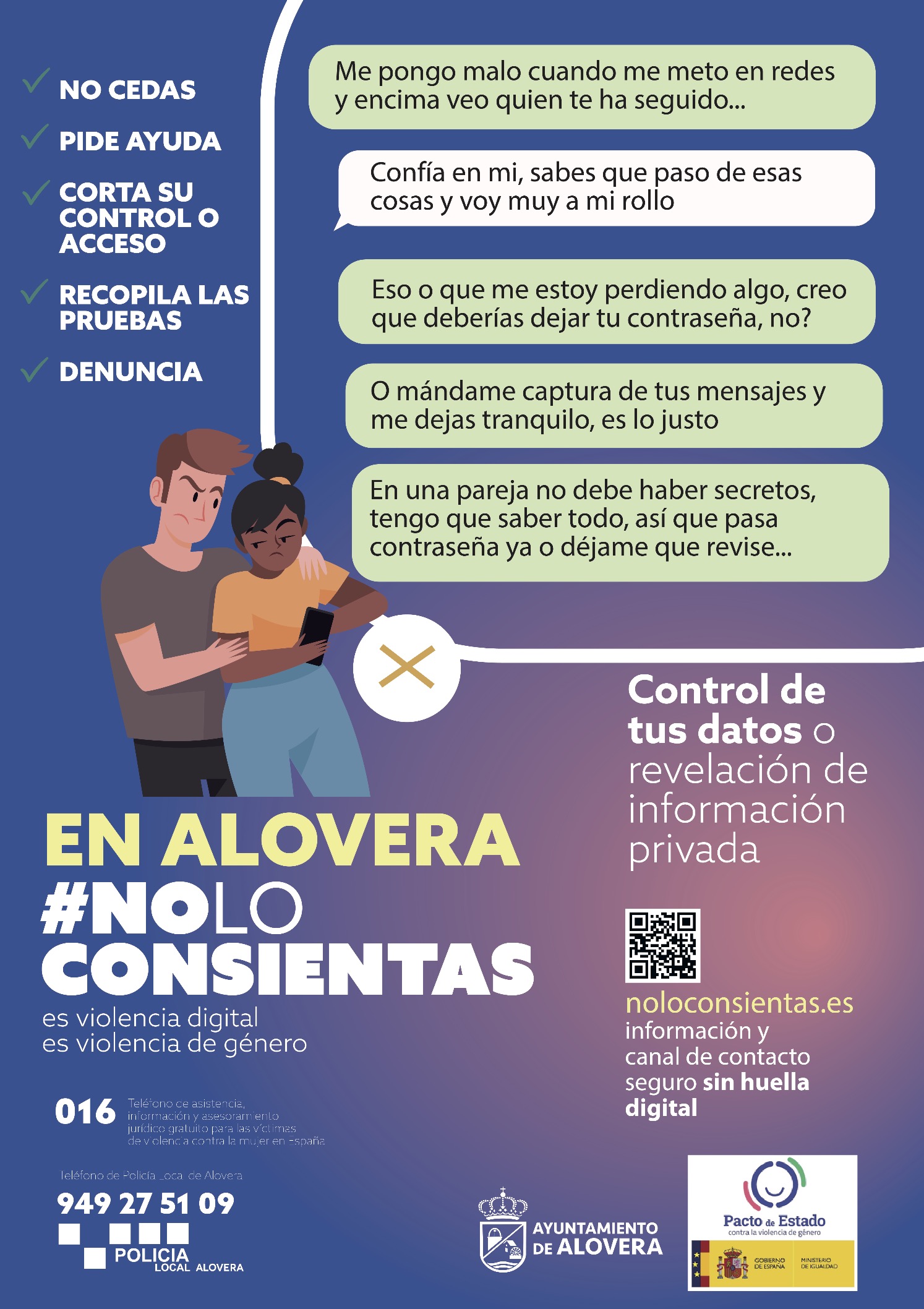 Cartel de campaña sobre control de datos o revelación de información privada.